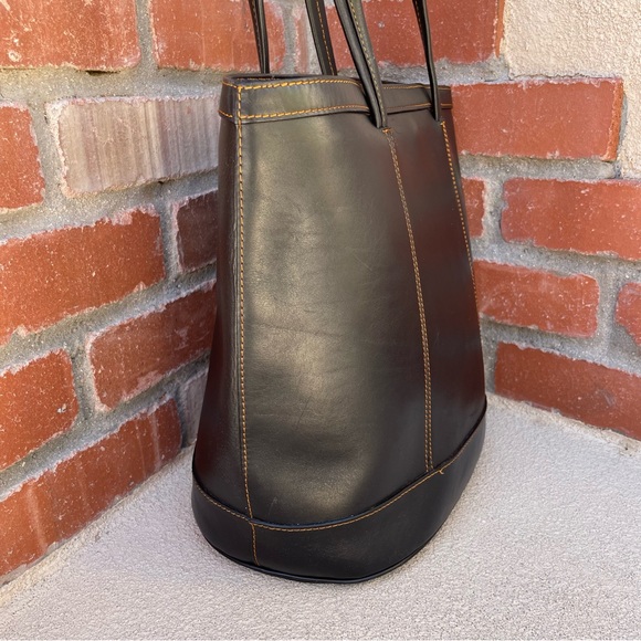 LODIS Rare & Fabulous Black Leather Luggage Tote with Contrast Stitching & Scarf - Picture 6 of 15